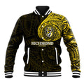 Personalized Richmond Tigers Polynesian Baseball Jacket Tribal Chest and Sleeve Tattoo Heritage Warrior
