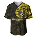 Personalized Richmond Tigers Polynesian Baseball Jersey Tribal Chest and Sleeve Tattoo Heritage Warrior