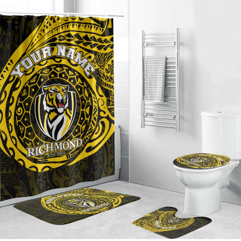 Personalized Richmond Tigers Polynesian Bathroom Set Tribal Chest and Sleeve Tattoo Heritage Warrior
