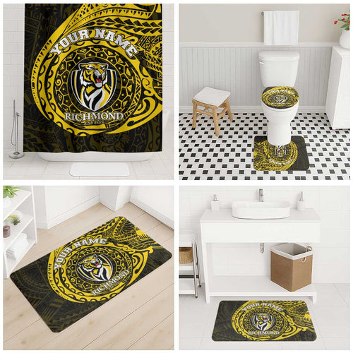 Personalized Richmond Tigers Polynesian Bathroom Set Tribal Chest and Sleeve Tattoo Heritage Warrior