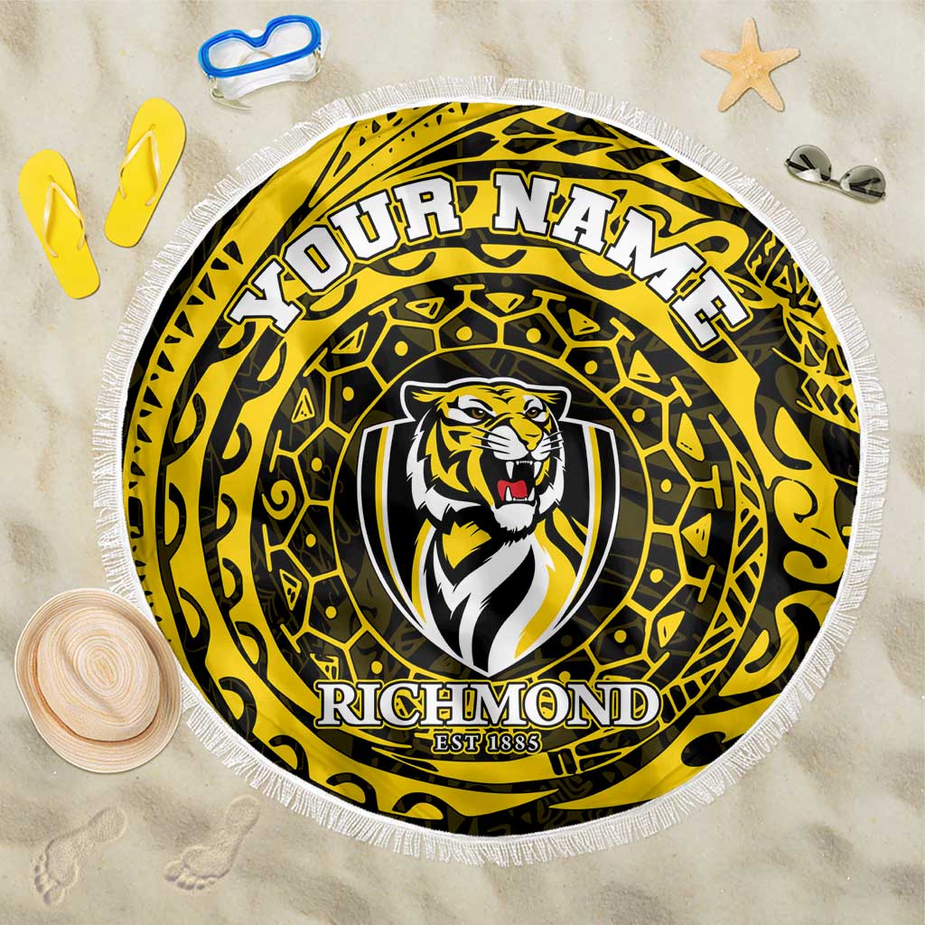 Personalized Richmond Tigers Polynesian Beach Blanket Tribal Chest and Sleeve Tattoo Heritage Warrior