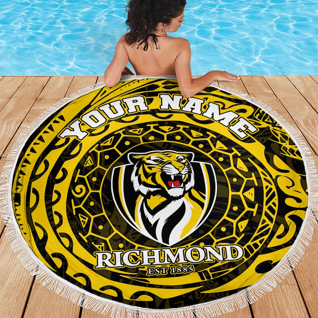 Personalized Richmond Tigers Polynesian Beach Blanket Tribal Chest and Sleeve Tattoo Heritage Warrior