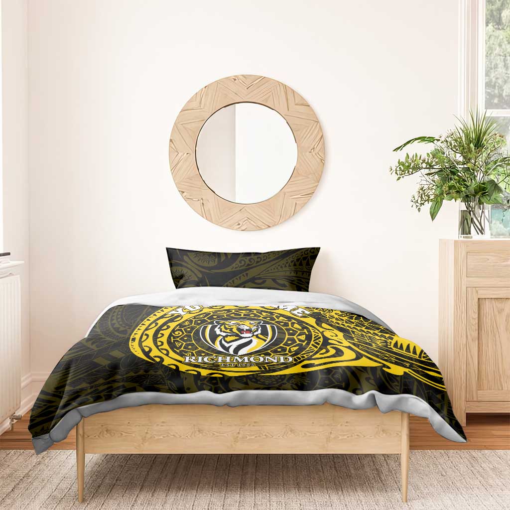 Personalized Richmond Tigers Polynesian Bedding Set Tribal Chest and Sleeve Tattoo Heritage Warrior