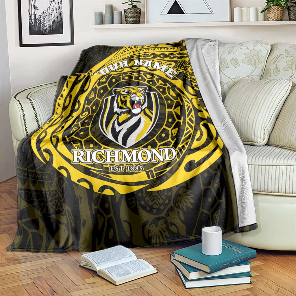Personalized Richmond Tigers Polynesian Blanket Tribal Chest and Sleeve Tattoo Heritage Warrior