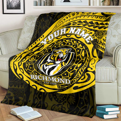 Personalized Richmond Tigers Polynesian Blanket Tribal Chest and Sleeve Tattoo Heritage Warrior