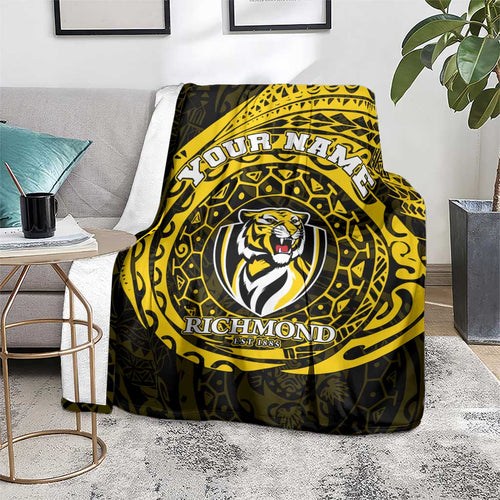 Personalized Richmond Tigers Polynesian Blanket Tribal Chest and Sleeve Tattoo Heritage Warrior