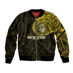 Personalized Richmond Tigers Polynesian Bomber Jacket Tribal Chest and Sleeve Tattoo Heritage Warrior