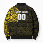 Personalized Richmond Tigers Polynesian Bomber Puffer Jacket Tribal Chest and Sleeve Tattoo Heritage Warrior
