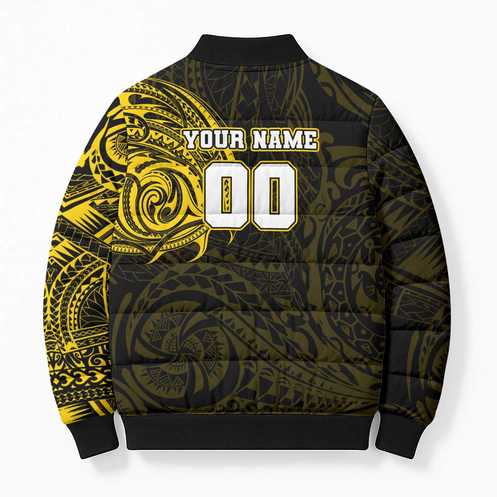 Personalized Richmond Tigers Polynesian Bomber Puffer Jacket Tribal Chest and Sleeve Tattoo Heritage Warrior