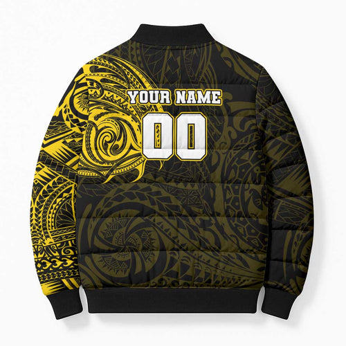 Personalized Richmond Tigers Polynesian Bomber Puffer Jacket Tribal Chest and Sleeve Tattoo Heritage Warrior