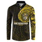 Personalized Richmond Tigers Polynesian Button Sweatshirt Tribal Chest and Sleeve Tattoo Heritage Warrior