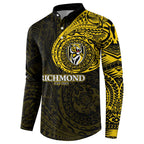 Personalized Richmond Tigers Polynesian Button Sweatshirt Tribal Chest and Sleeve Tattoo Heritage Warrior