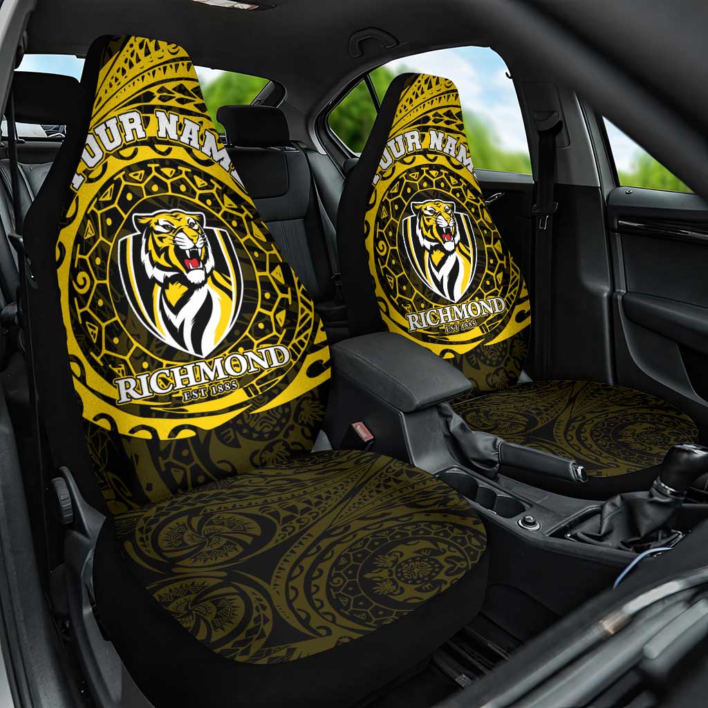 Personalized Richmond Tigers Polynesian Car Seat Cover Tribal Chest and Sleeve Tattoo Heritage Warrior