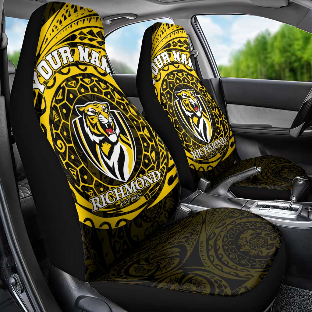 Personalized Richmond Tigers Polynesian Car Seat Cover Tribal Chest and Sleeve Tattoo Heritage Warrior