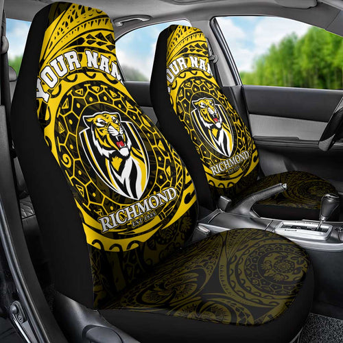 Personalized Richmond Tigers Polynesian Car Seat Cover Tribal Chest and Sleeve Tattoo Heritage Warrior