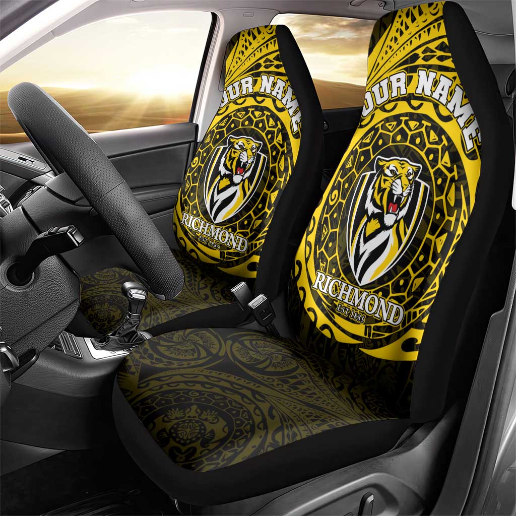 Personalized Richmond Tigers Polynesian Car Seat Cover Tribal Chest and Sleeve Tattoo Heritage Warrior