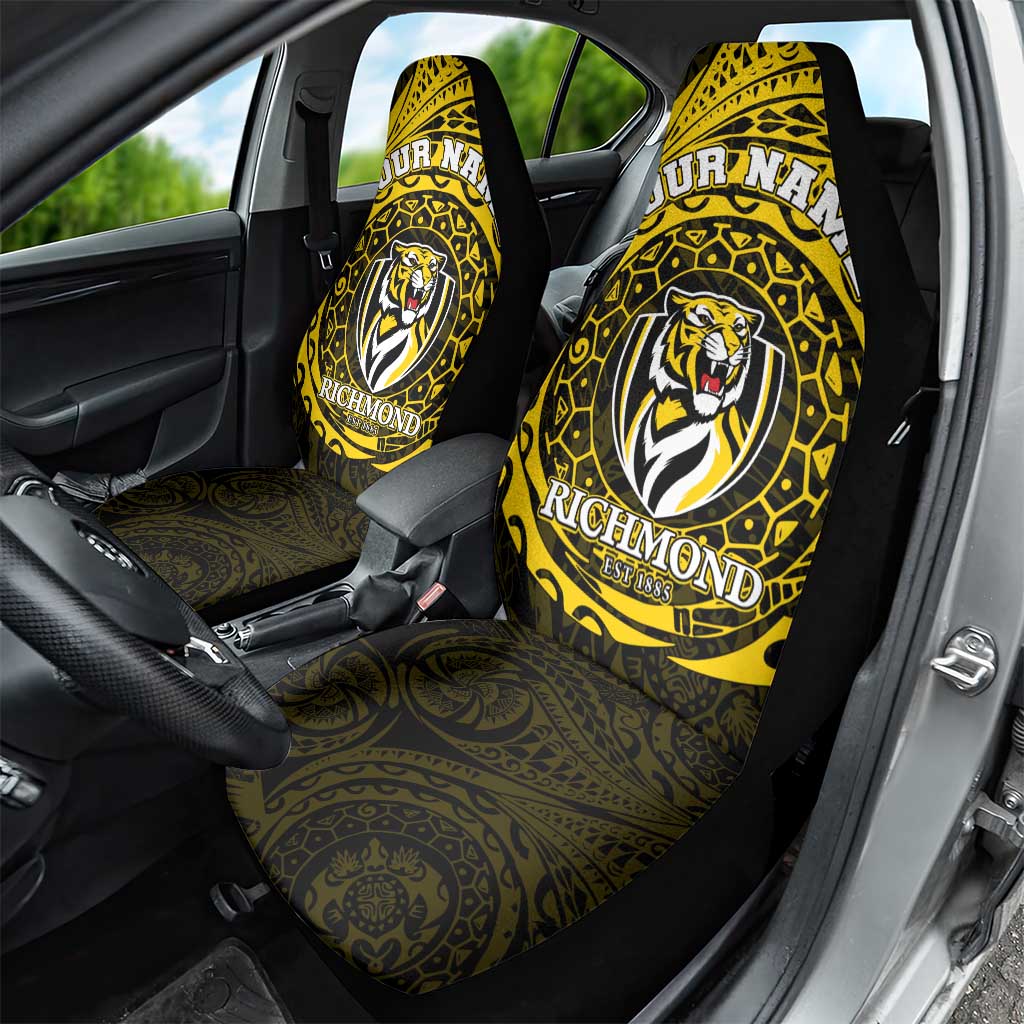 Personalized Richmond Tigers Polynesian Car Seat Cover Tribal Chest and Sleeve Tattoo Heritage Warrior