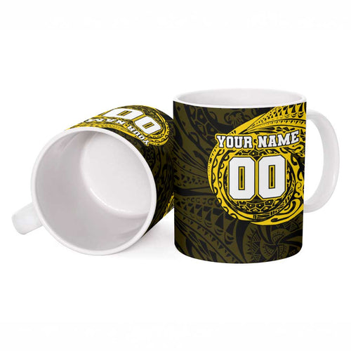 Personalized Richmond Tigers Polynesian Ceramic Mug Tribal Chest and Sleeve Tattoo Heritage Warrior