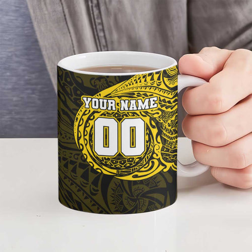 Personalized Richmond Tigers Polynesian Ceramic Mug Tribal Chest and Sleeve Tattoo Heritage Warrior
