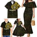 Personalized Richmond Tigers Polynesian Family Matching Mermaid Dress and Hawaiian Shirt Tribal Chest and Sleeve Tattoo Heritage Warrior