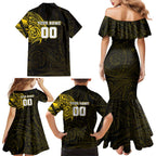 Personalized Richmond Tigers Polynesian Family Matching Mermaid Dress and Hawaiian Shirt Tribal Chest and Sleeve Tattoo Heritage Warrior