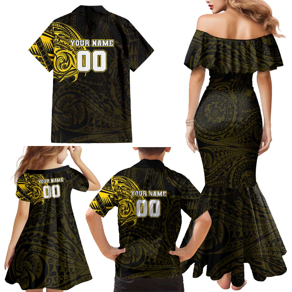 Personalized Richmond Tigers Polynesian Family Matching Mermaid Dress and Hawaiian Shirt Tribal Chest and Sleeve Tattoo Heritage Warrior