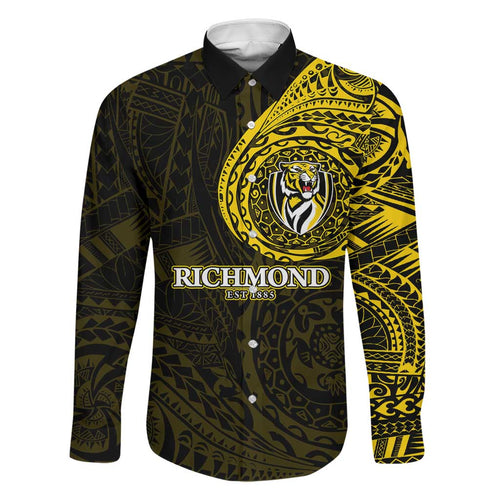 Personalized Richmond Tigers Polynesian Family Matching Mermaid Dress and Hawaiian Shirt Tribal Chest and Sleeve Tattoo Heritage Warrior