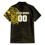 Personalized Richmond Tigers Polynesian Family Matching Off Shoulder Short Dress and Hawaiian Shirt Tribal Chest and Sleeve Tattoo Heritage Warrior