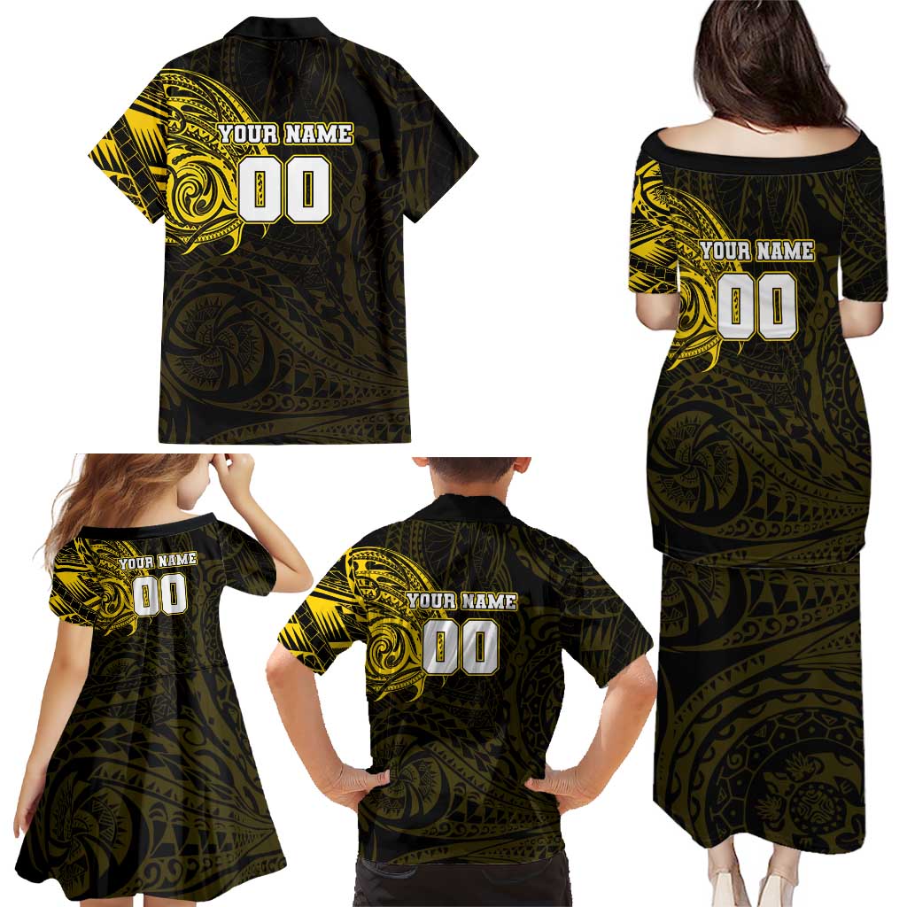 Personalized Richmond Tigers Polynesian Family Matching Puletasi and Hawaiian Shirt Tribal Chest and Sleeve Tattoo Heritage Warrior