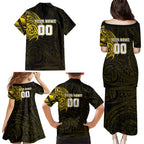 Personalized Richmond Tigers Polynesian Family Matching Puletasi and Hawaiian Shirt Tribal Chest and Sleeve Tattoo Heritage Warrior