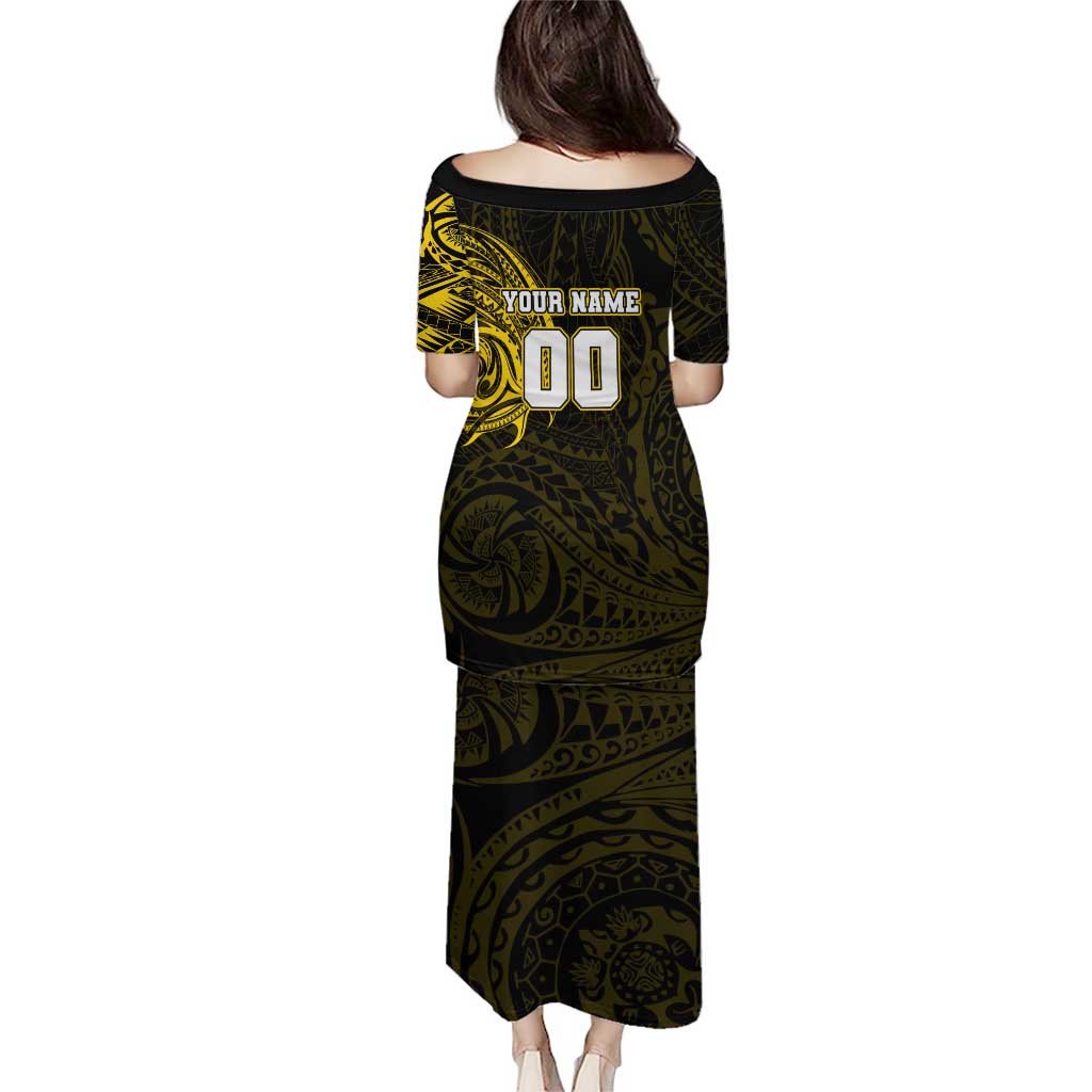 Personalized Richmond Tigers Polynesian Family Matching Puletasi and Hawaiian Shirt Tribal Chest and Sleeve Tattoo Heritage Warrior