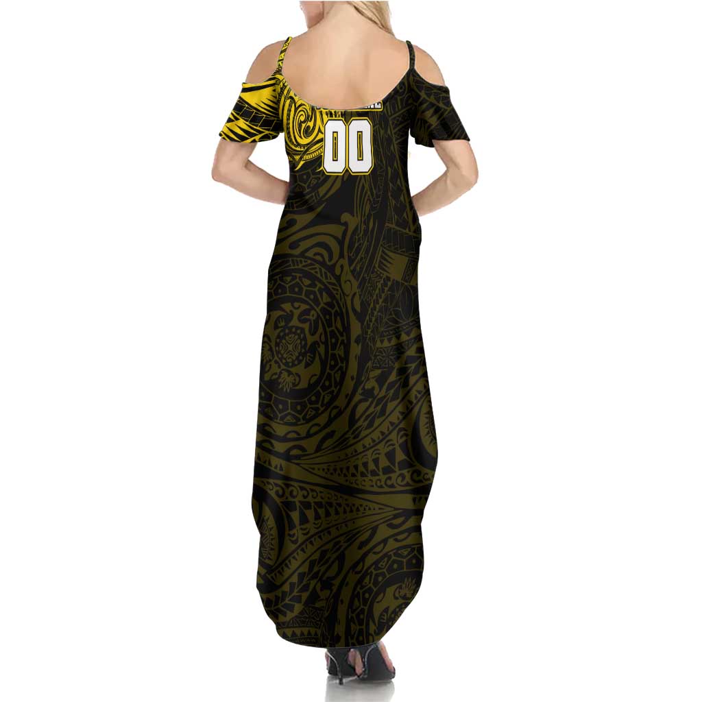 Personalized Richmond Tigers Polynesian Family Matching Summer Maxi Dress and Hawaiian Shirt Tribal Chest and Sleeve Tattoo Heritage Warrior
