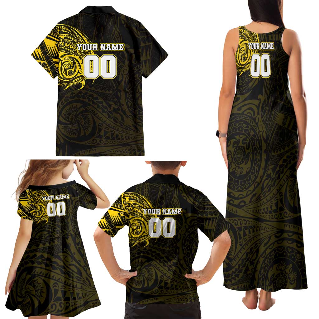 Personalized Richmond Tigers Polynesian Family Matching Tank Maxi Dress and Hawaiian Shirt Tribal Chest and Sleeve Tattoo Heritage Warrior