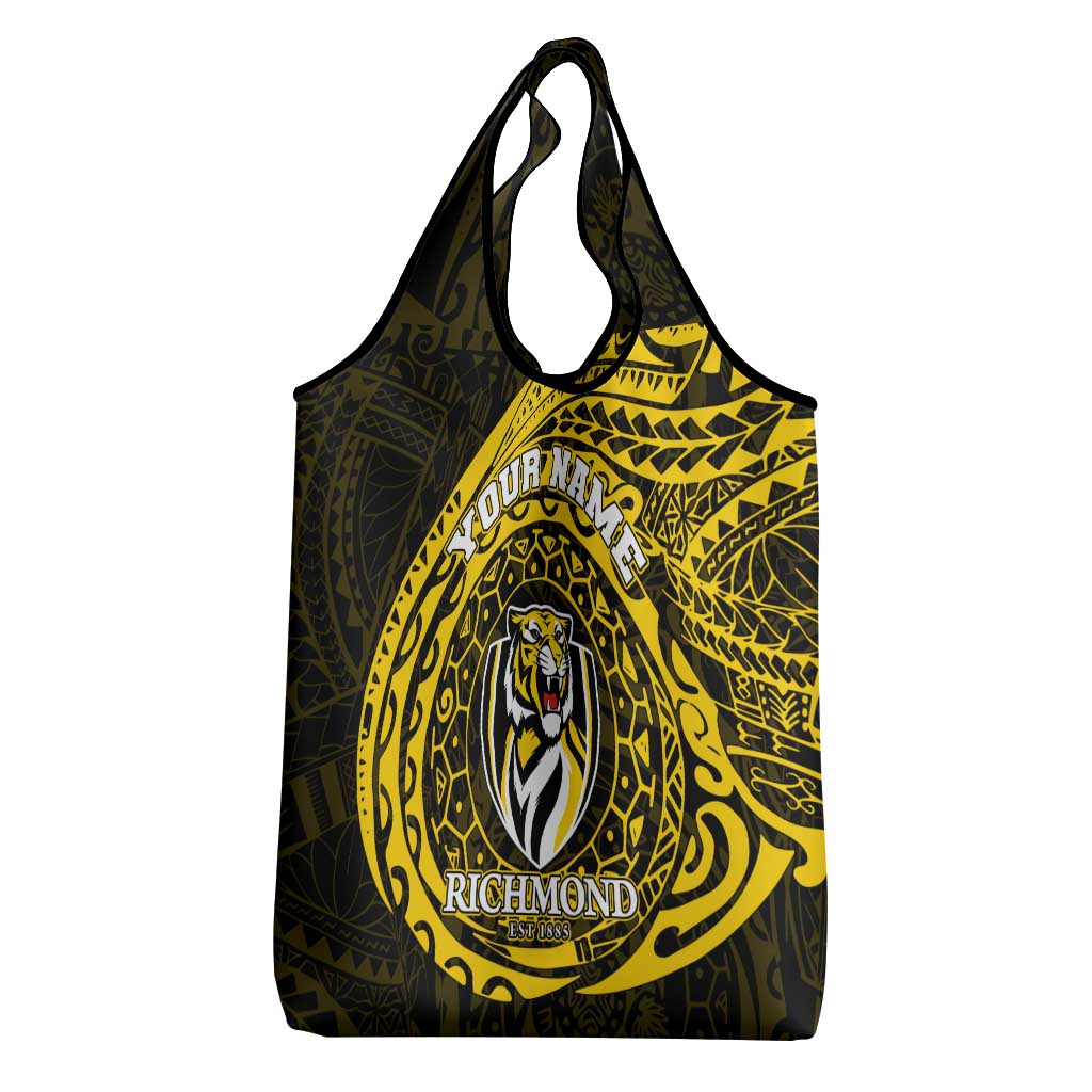 Personalized Richmond Tigers Polynesian Grocery Bag Tribal Chest and Sleeve Tattoo Heritage Warrior