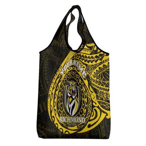 Personalized Richmond Tigers Polynesian Grocery Bag Tribal Chest and Sleeve Tattoo Heritage Warrior