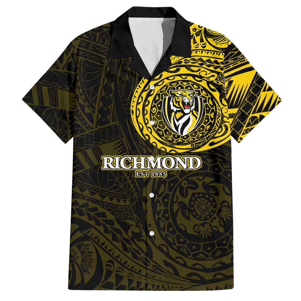 Personalized Richmond Tigers Polynesian Hawaiian Shirt Tribal Chest and Sleeve Tattoo Heritage Warrior