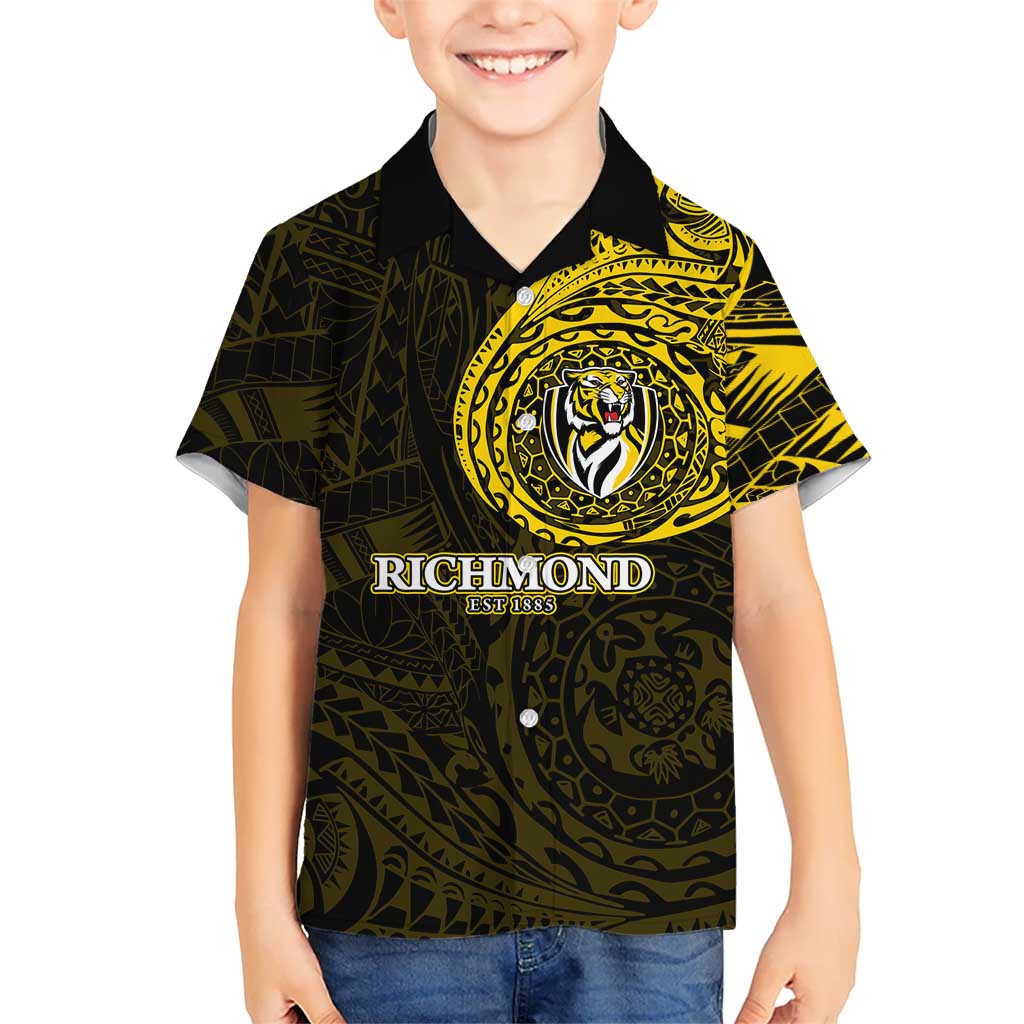 Personalized Richmond Tigers Polynesian Hawaiian Shirt Tribal Chest and Sleeve Tattoo Heritage Warrior