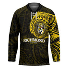 Personalized Richmond Tigers Polynesian Hockey Jersey Tribal Chest and Sleeve Tattoo Heritage Warrior