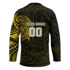 Personalized Richmond Tigers Polynesian Hockey Jersey Tribal Chest and Sleeve Tattoo Heritage Warrior