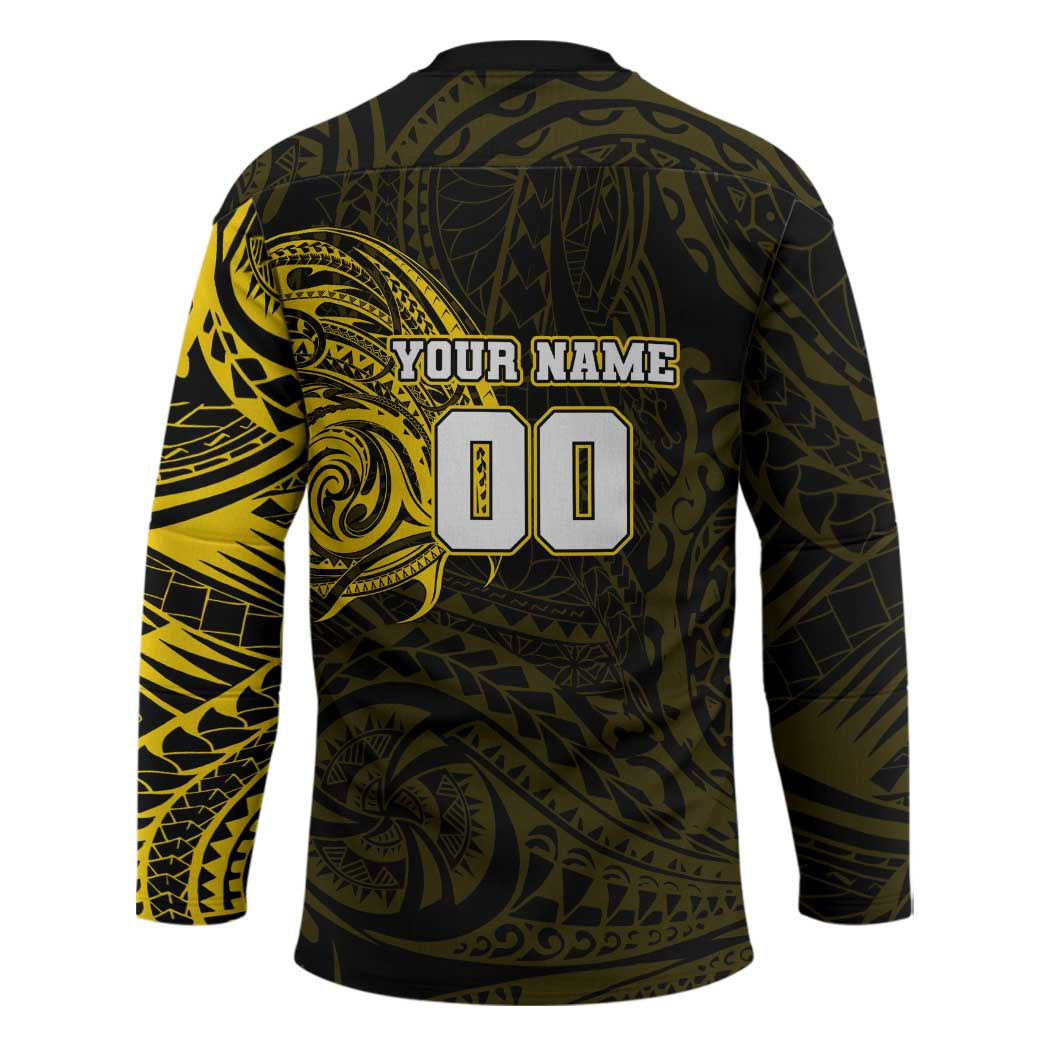 Personalized Richmond Tigers Polynesian Hockey Jersey Tribal Chest and Sleeve Tattoo Heritage Warrior