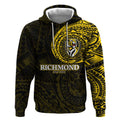 Personalized Richmond Tigers Polynesian Hoodie Tribal Chest and Sleeve Tattoo Heritage Warrior