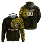 Personalized Richmond Tigers Polynesian Hoodie Tribal Chest and Sleeve Tattoo Heritage Warrior