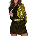 Personalized Richmond Tigers Polynesian Hoodie Dress Tribal Chest and Sleeve Tattoo Heritage Warrior