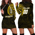 Personalized Richmond Tigers Polynesian Hoodie Dress Tribal Chest and Sleeve Tattoo Heritage Warrior
