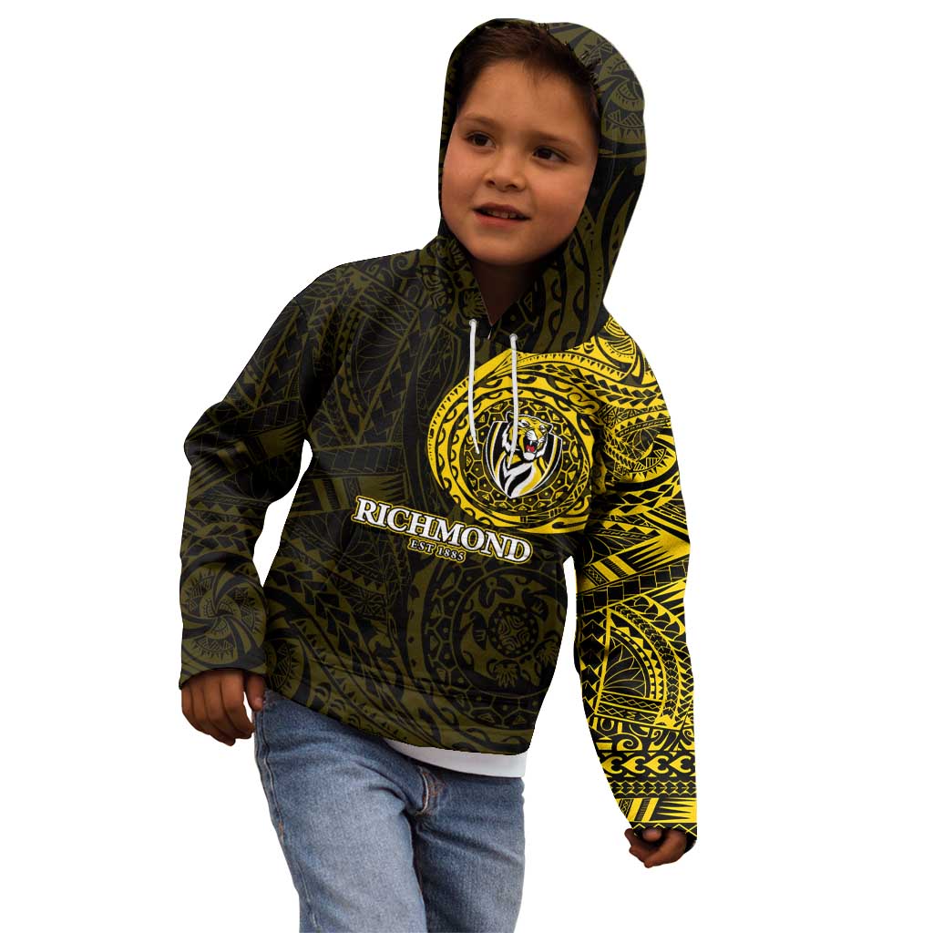 Personalized Richmond Tigers Polynesian Kid Hoodie Tribal Chest and Sleeve Tattoo Heritage Warrior