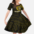 Personalized Richmond Tigers Polynesian Kid Short Sleeve Dress Tribal Chest and Sleeve Tattoo Heritage Warrior
