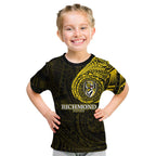 Personalized Richmond Tigers Polynesian Kid T Shirt Tribal Chest and Sleeve Tattoo Heritage Warrior