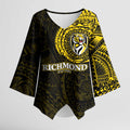 Personalized Richmond Tigers Polynesian Kimono Sleeve Blouse Tribal Chest and Sleeve Tattoo Heritage Warrior