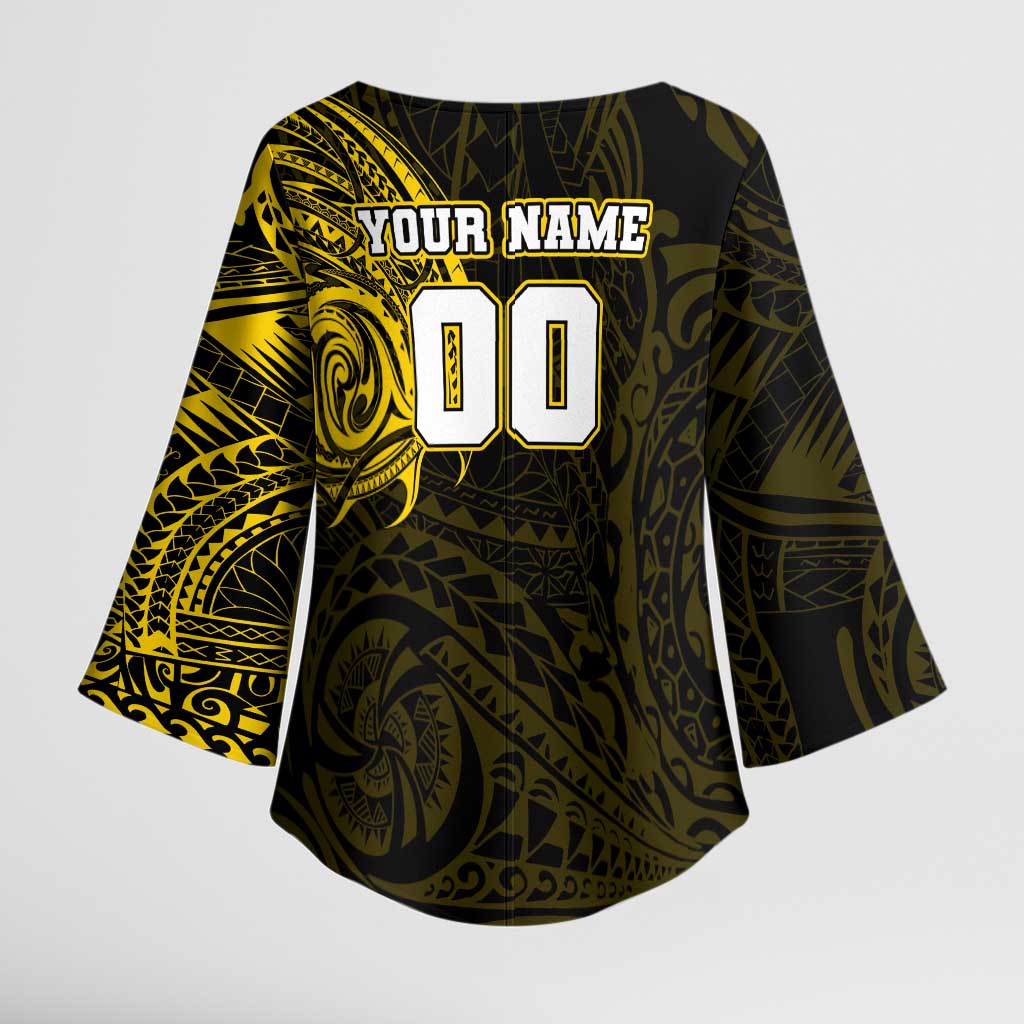 Personalized Richmond Tigers Polynesian Kimono Sleeve Blouse Tribal Chest and Sleeve Tattoo Heritage Warrior