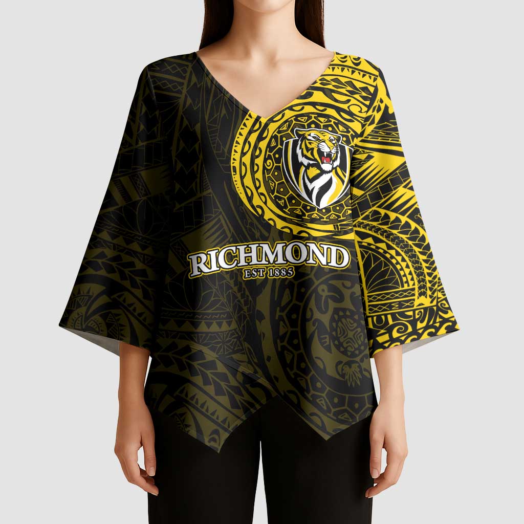 Personalized Richmond Tigers Polynesian Kimono Sleeve Blouse Tribal Chest and Sleeve Tattoo Heritage Warrior